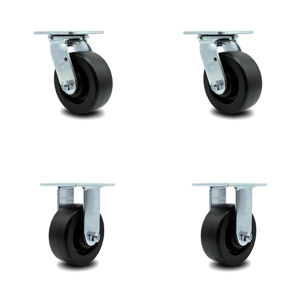 5 Inch Polyolefin Caster Set with Ball Bearings 2 Swivel 2 Rigid